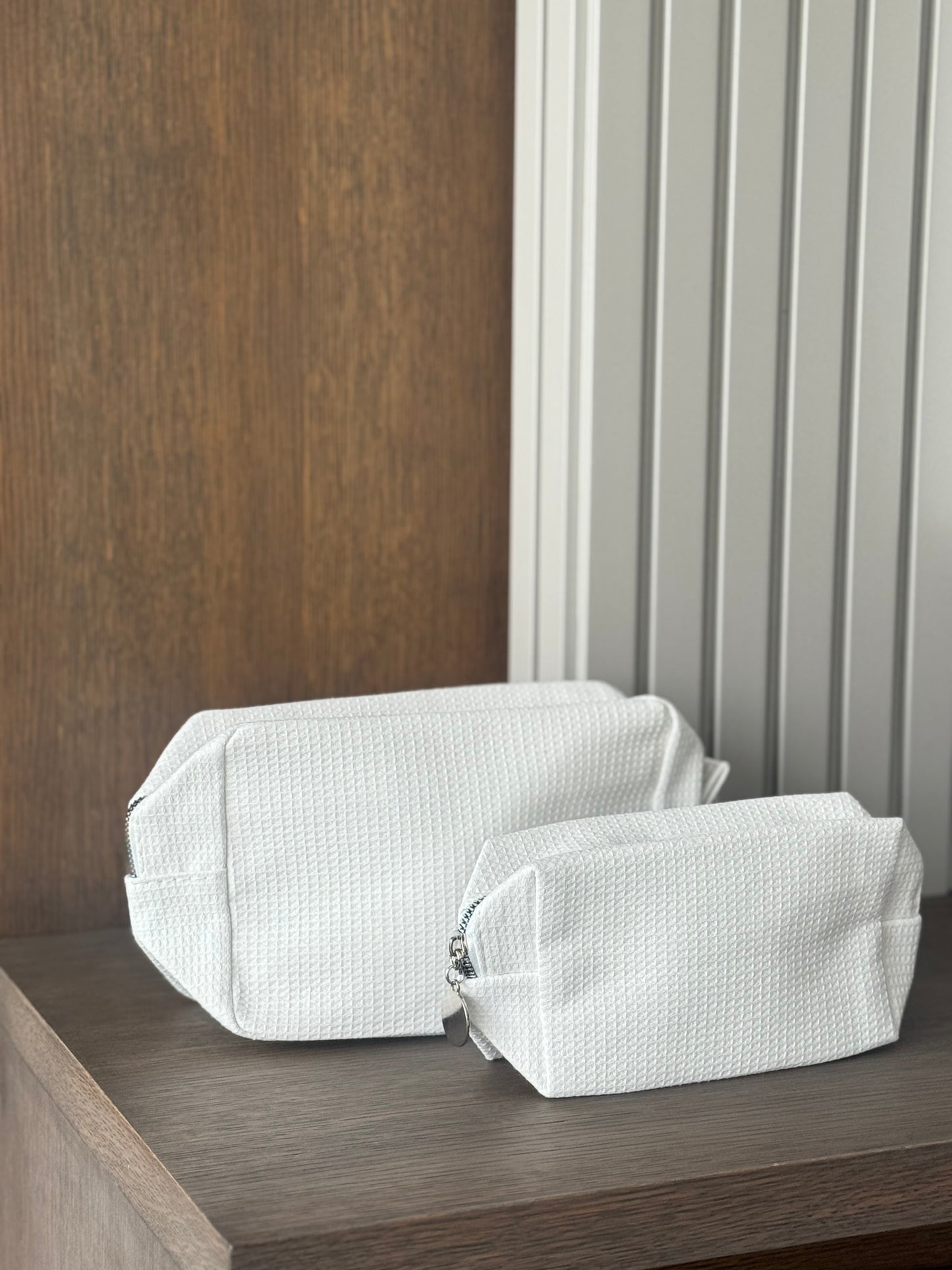Meringue White: Waffle Textured Cosmetic Case