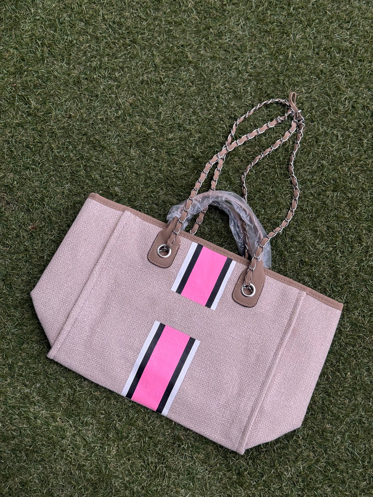 Striped Canvas Tote Bag