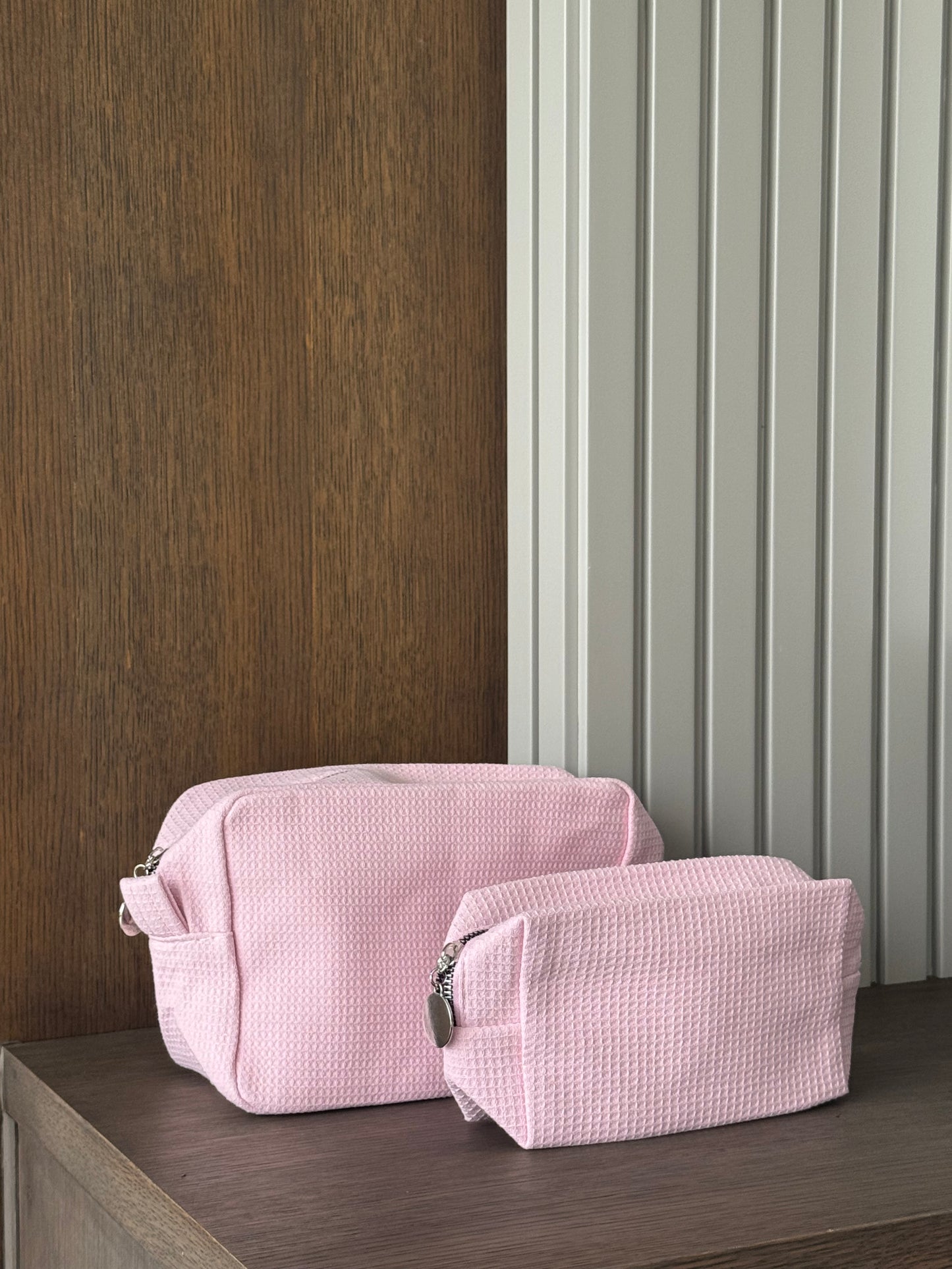 Rosé Crème: Waffle Textured Cosmetic Case