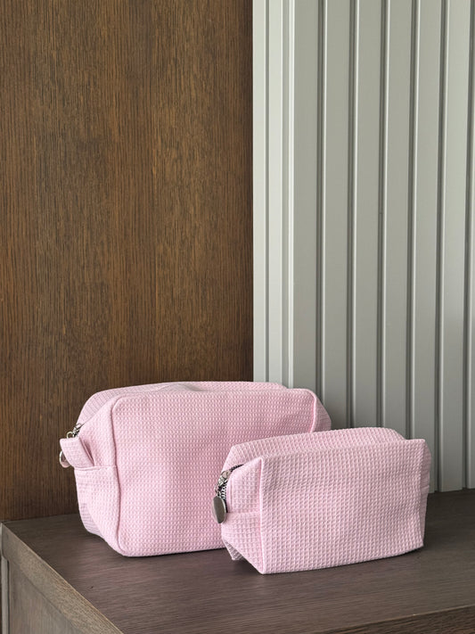 Rosé Crème: Waffle Textured Cosmetic Case
