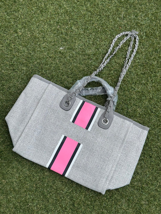 Striped Canvas Tote Bag